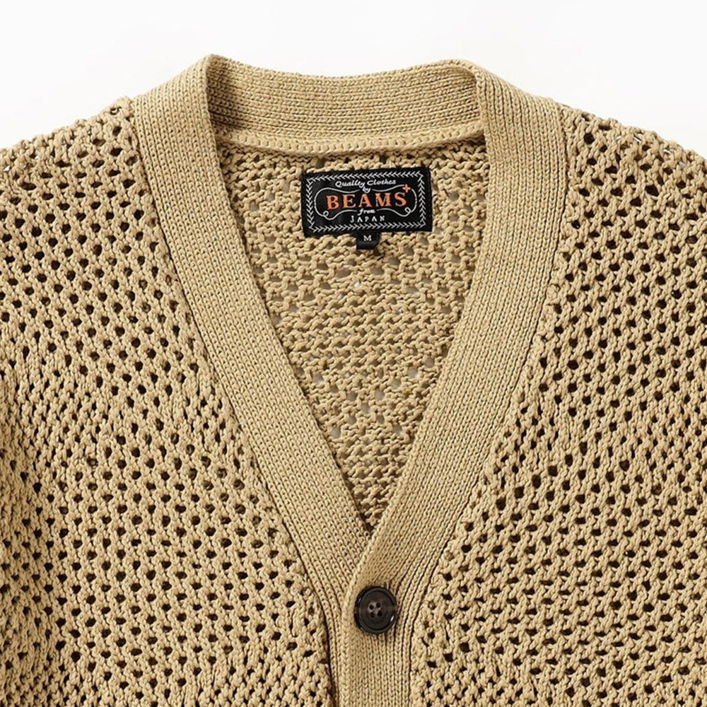 BEAMS PLUS | Cardigan Argyle Mesh Cardigans Khaki