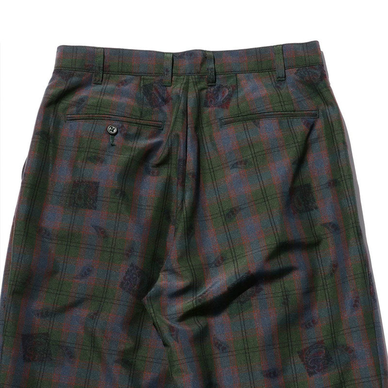 BEAMS PLUS | 2 Pleats Trousers TW Plaid On Print Navy