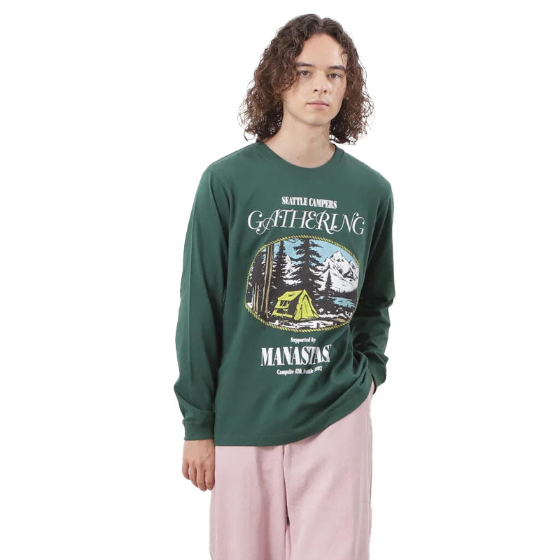 MANASTASH x L/S Tee Campers Gathering Dark Green