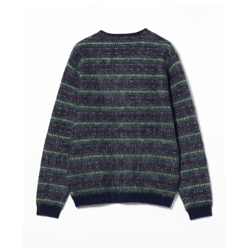 BEAMS PLUS | Cardigan Double Jacquard Fair Isle Navy