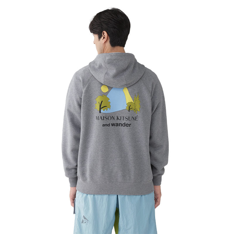 AND WANDER | AND WANDER x Maison Kitsune Dry Cotton Sweathoodie Gray
