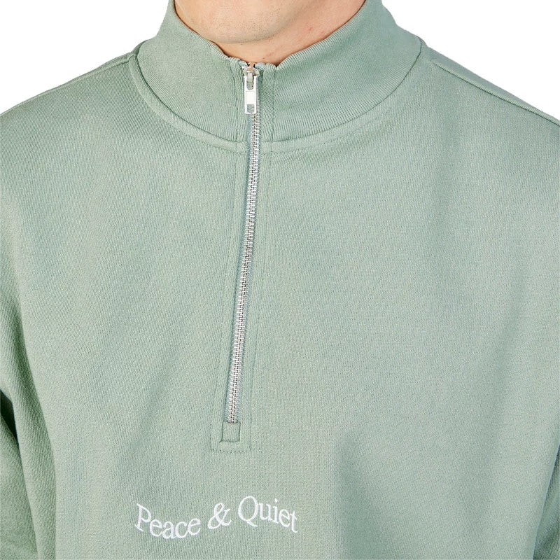 MUSEUM OF PEACE & QUIET Wordmark Quarter Zip Sage