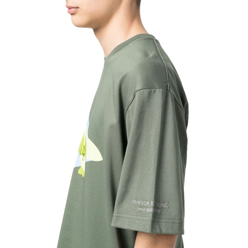 AND WANDER | AND WANDER x Maison Kitsune Dry Cotton Tee Triangle Khaki