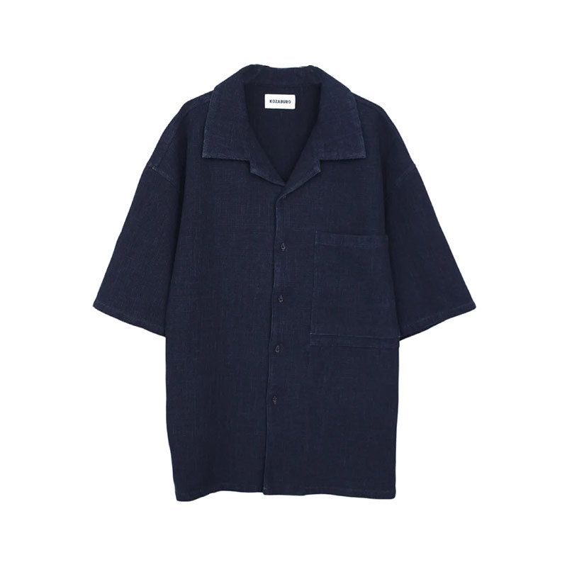 KOZABURO | Short Sleeve Over Size Camp Collar Shirt Indigo