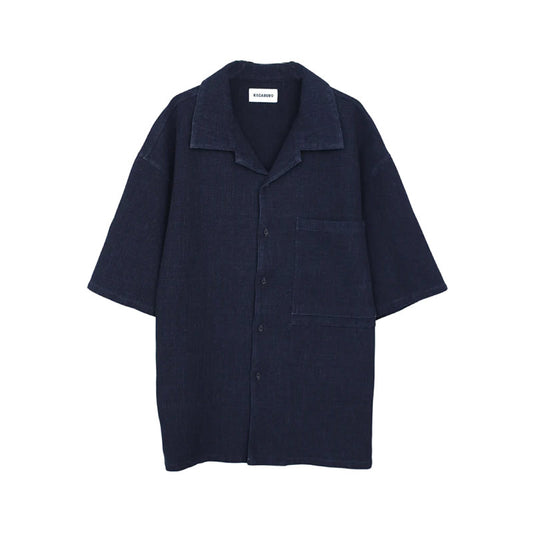 KOZABURO | Short Sleeve Over Size Camp Collar Shirt Indigo