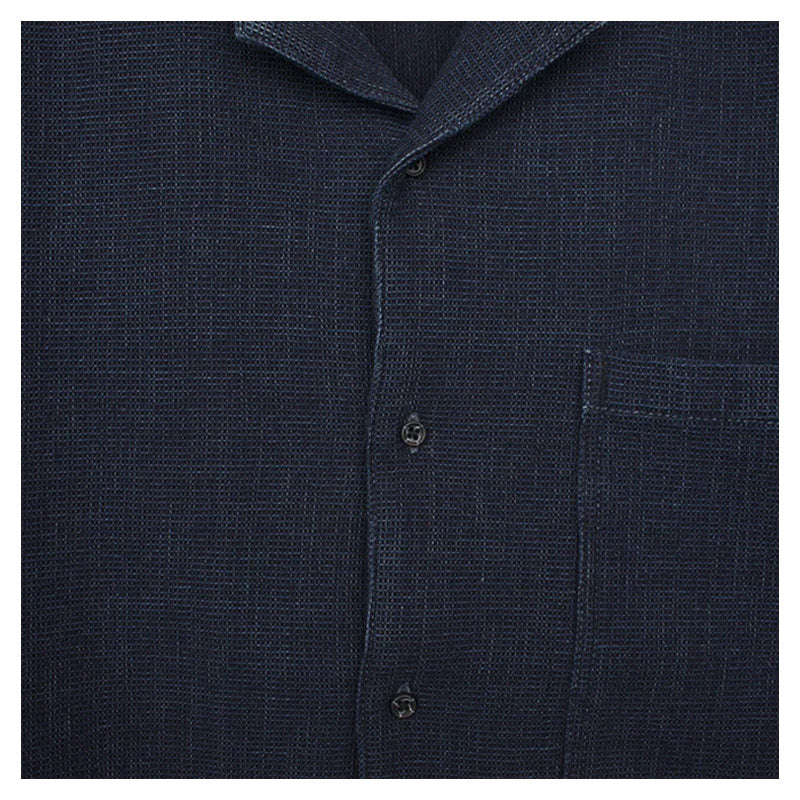 KOZABURO | Short Sleeve Over Size Camp Collar Shirt Indigo