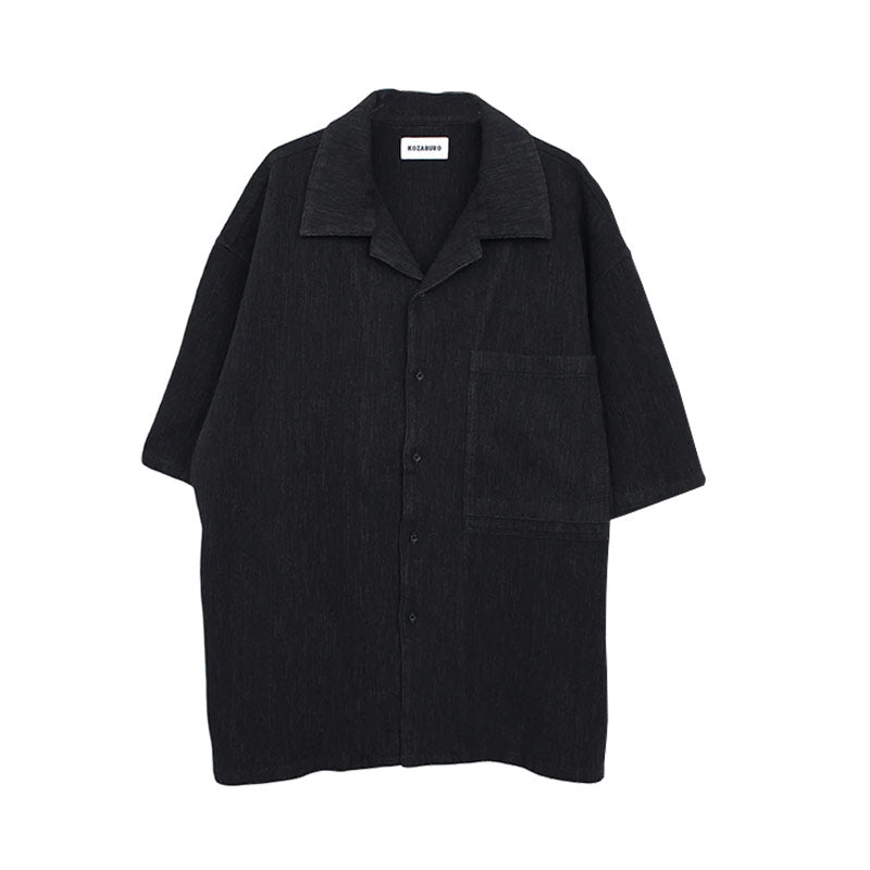 KOZABURO | Short Sleeve Over Size Camp Collar Shirt Sulfurized Black