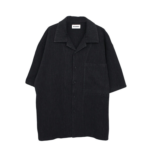 KOZABURO | Short Sleeve Over Size Camp Collar Shirt Sulfurized Black