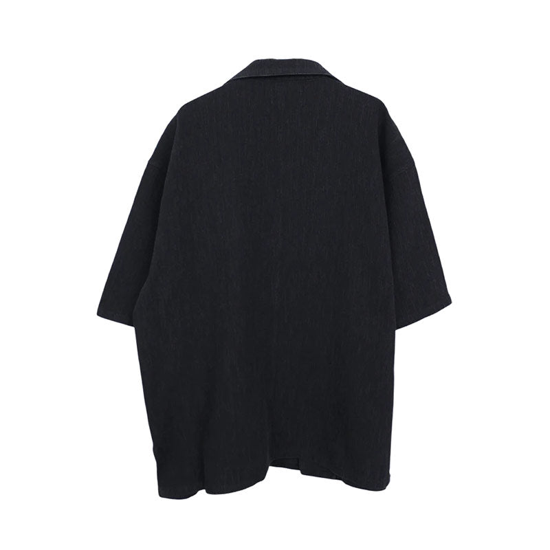KOZABURO | Short Sleeve Over Size Camp Collar Shirt Sulfurized Black