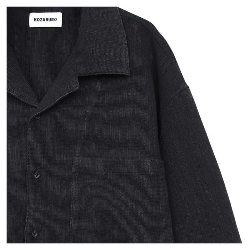 KOZABURO | Short Sleeve Over Size Camp Collar Shirt Sulfurized Black