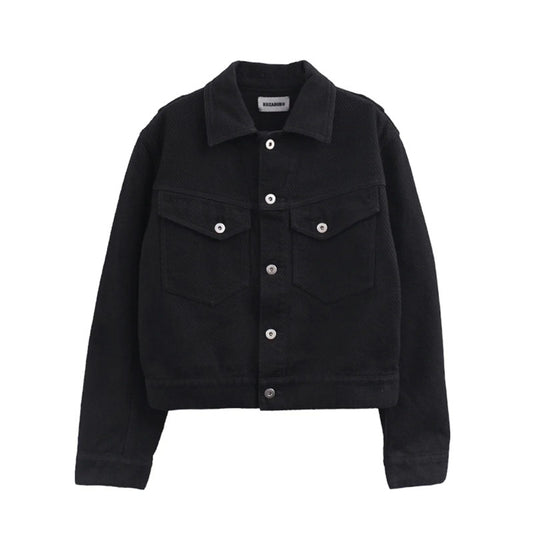 KOZABURO | Cropped Jean Jacket Black
