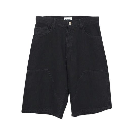 KOZABURO | Wide Leg Knee Patch Shorts Black