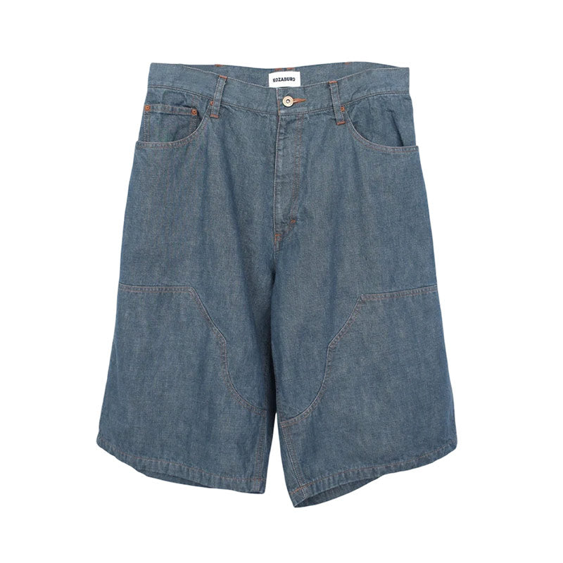 KOZABURO | Wide Leg Knee Patch Shorts Ice Blue