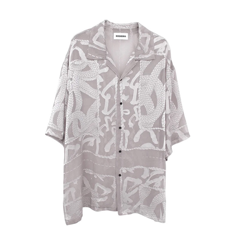 KOZABURO | Opal Short Sleeve Oversize Camp Collar Shirt Beige