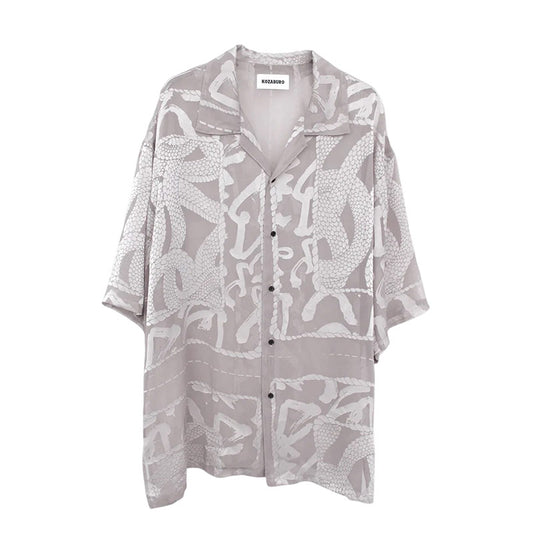 KOZABURO | Opal Short Sleeve Oversize Camp Collar Shirt Beige