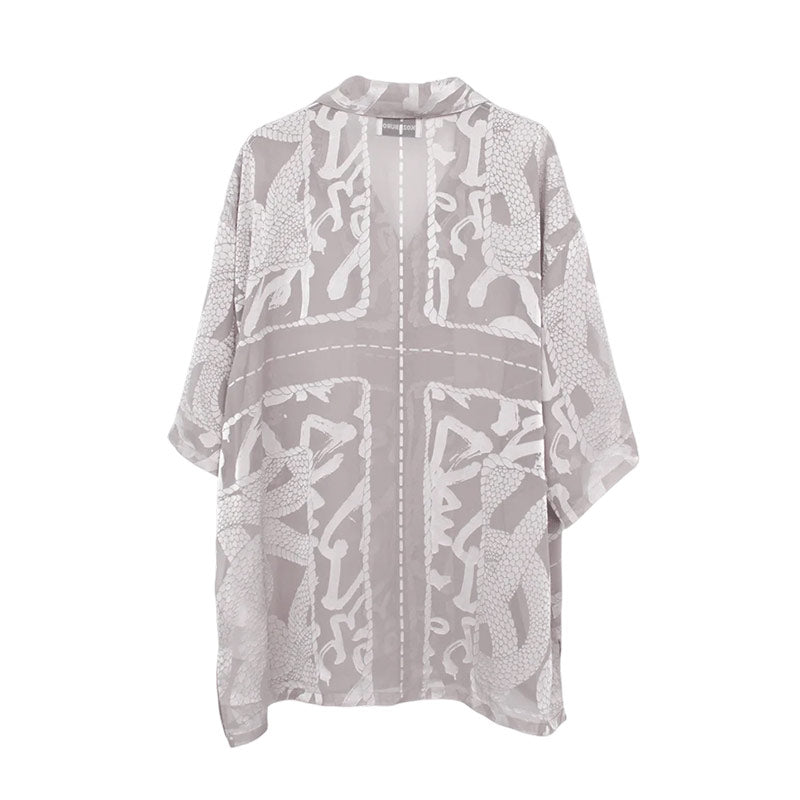 KOZABURO | Opal Short Sleeve Oversize Camp Collar Shirt Beige