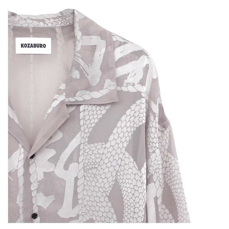 KOZABURO | Opal Short Sleeve Oversize Camp Collar Shirt Beige