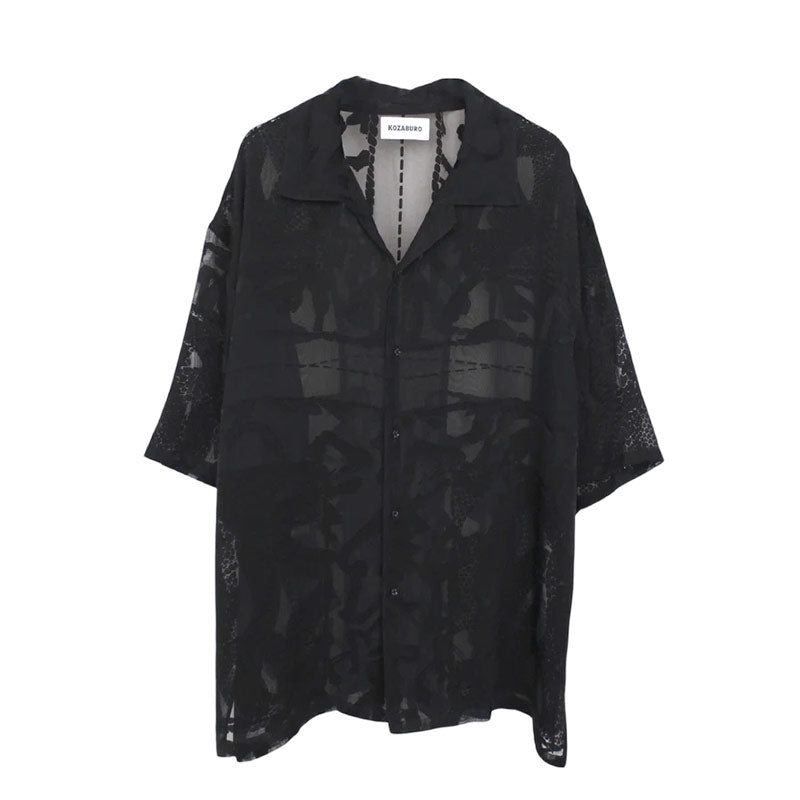 KOZABURO | Opal Short Sleeve Oversize Camp Collar Shirt Black