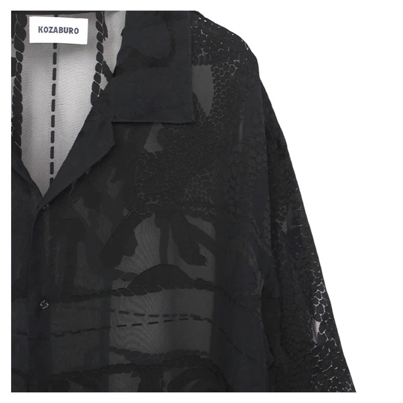 KOZABURO | Opal Short Sleeve Oversize Camp Collar Shirt Black