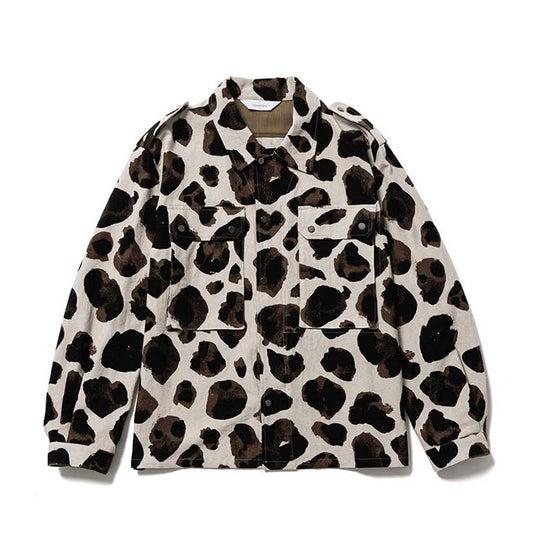 Sasquatchfabrix. Animal Pattern Linen Shirt Jacket Natural