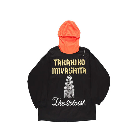 The Soloist Double Zip Balloon Shaped Balaclava Neck Shirt Black / Orange