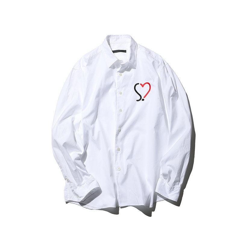 SOPHNET. Heart Regular Collar Big Shirt White