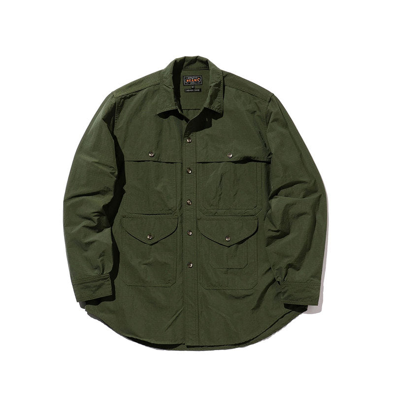 BEAMS PLUS | Stretch Nylon Ripstop Adventure Shirt Olive