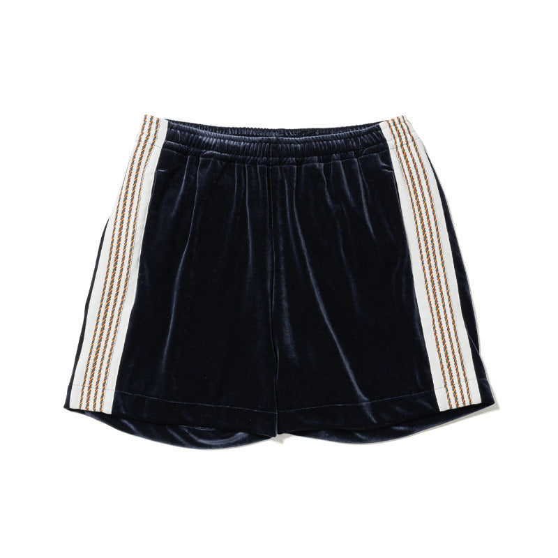Sasquatchfabrix. Lace Tape Velour Shorts Navy