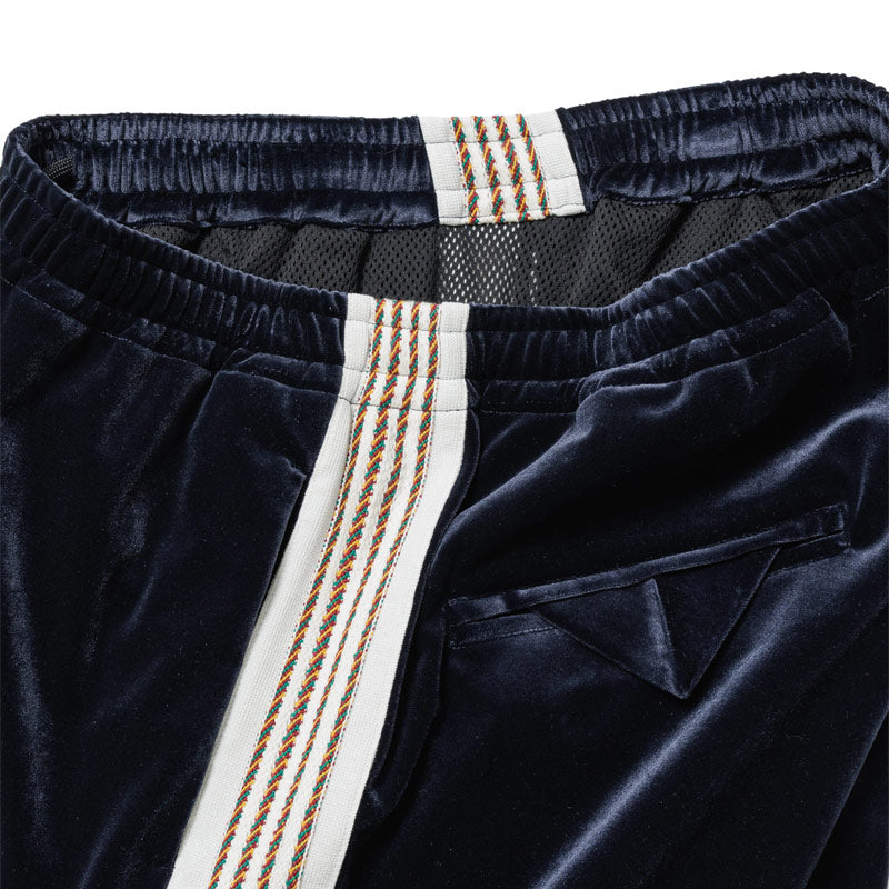 Sasquatchfabrix. Lace Tape Velour Shorts Navy
