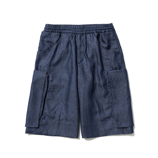 Sasquatchfabrix. Full Flap Denim Cargo Shorts Indigo Navy