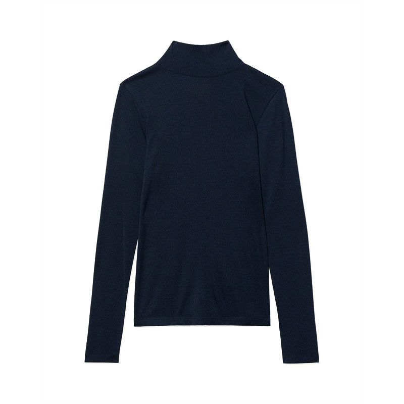 HIKERKIND | Women's Ribbed Merino Turtleneck 01 Woad