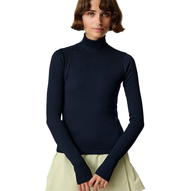 HIKERKIND | Women's Ribbed Merino Turtleneck 01 Woad