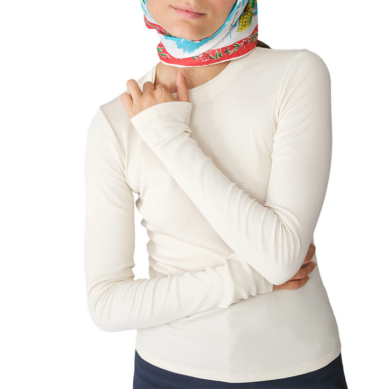 HIKERKIND | Women's Ribbed Merino Long Sleeve T-Shirt 01 Betula
