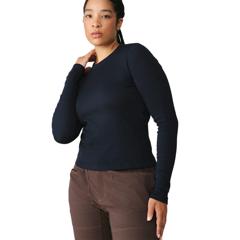 HIKERKIND | Women's Ribbed Merino Long Sleeve T-Shirt 01 Woad