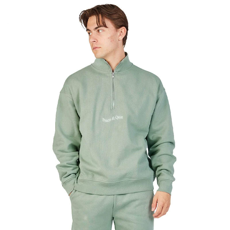MUSEUM OF PEACE & QUIET Wordmark Quarter Zip Sage
