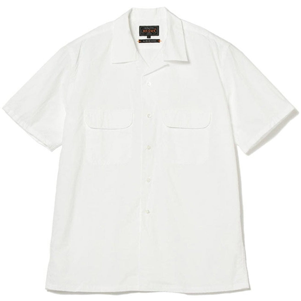 BEAMS PLUS | Open Collar Short Sleeve Peruvian Pima White