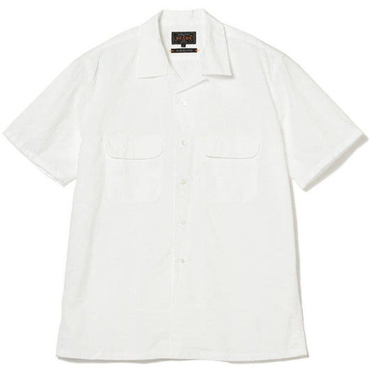 BEAMS PLUS | Open Collar Short Sleeve Peruvian Pima White