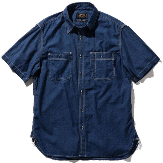 BEAMS PLUS | Work Short Sleeve Tee Indigo Chambray Indigo