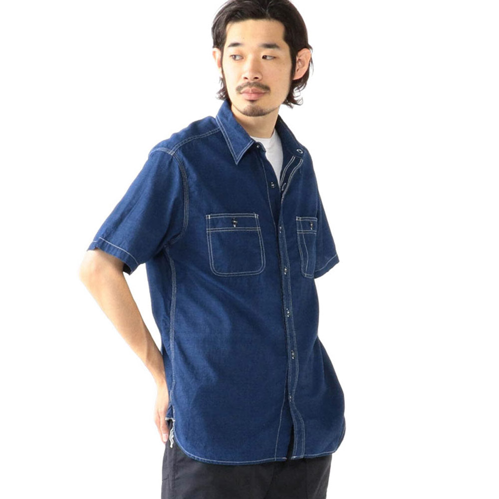 BEAMS PLUS | Work Short Sleeve Tee Indigo Chambray Indigo