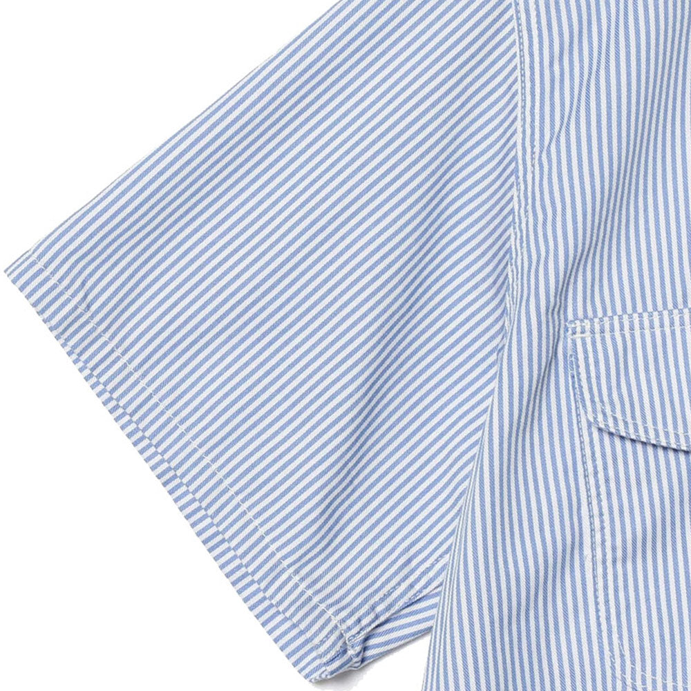 BEAMS PLUS | Work Short Sleeve Tee Stripe Coolmax® Blue