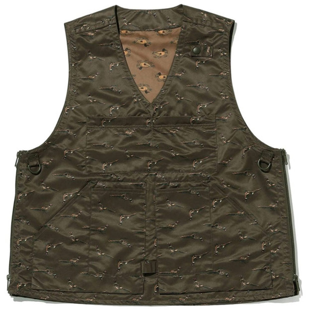 BEAMS PLUS | Adventure Vest Polyester Animal Print Olive