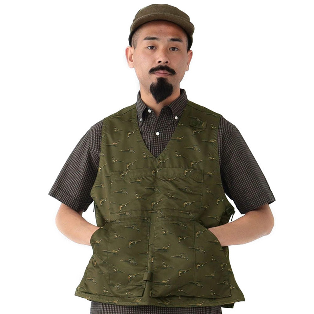 BEAMS PLUS | Adventure Vest Polyester Animal Print Olive