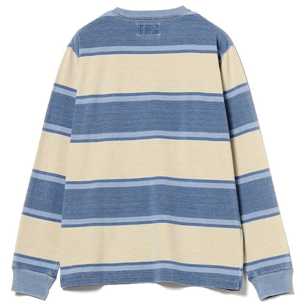 BEAMS PLUS | Pocket Tee Indigo Stripe Sax(Bleach)