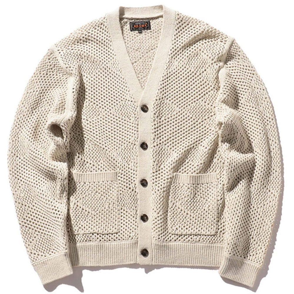 BEAMS PLUS | Cardigan Argyle Mesh Cardigans Beige