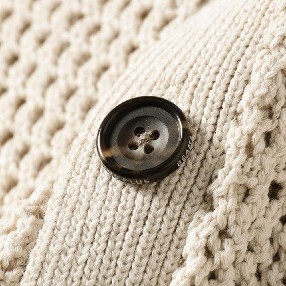 BEAMS PLUS | Cardigan Argyle Mesh Cardigans Beige