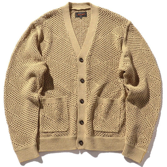 BEAMS PLUS | Cardigan Argyle Mesh Cardigans Khaki