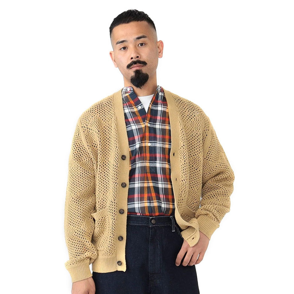 BEAMS PLUS | Cardigan Argyle Mesh Cardigans Khaki