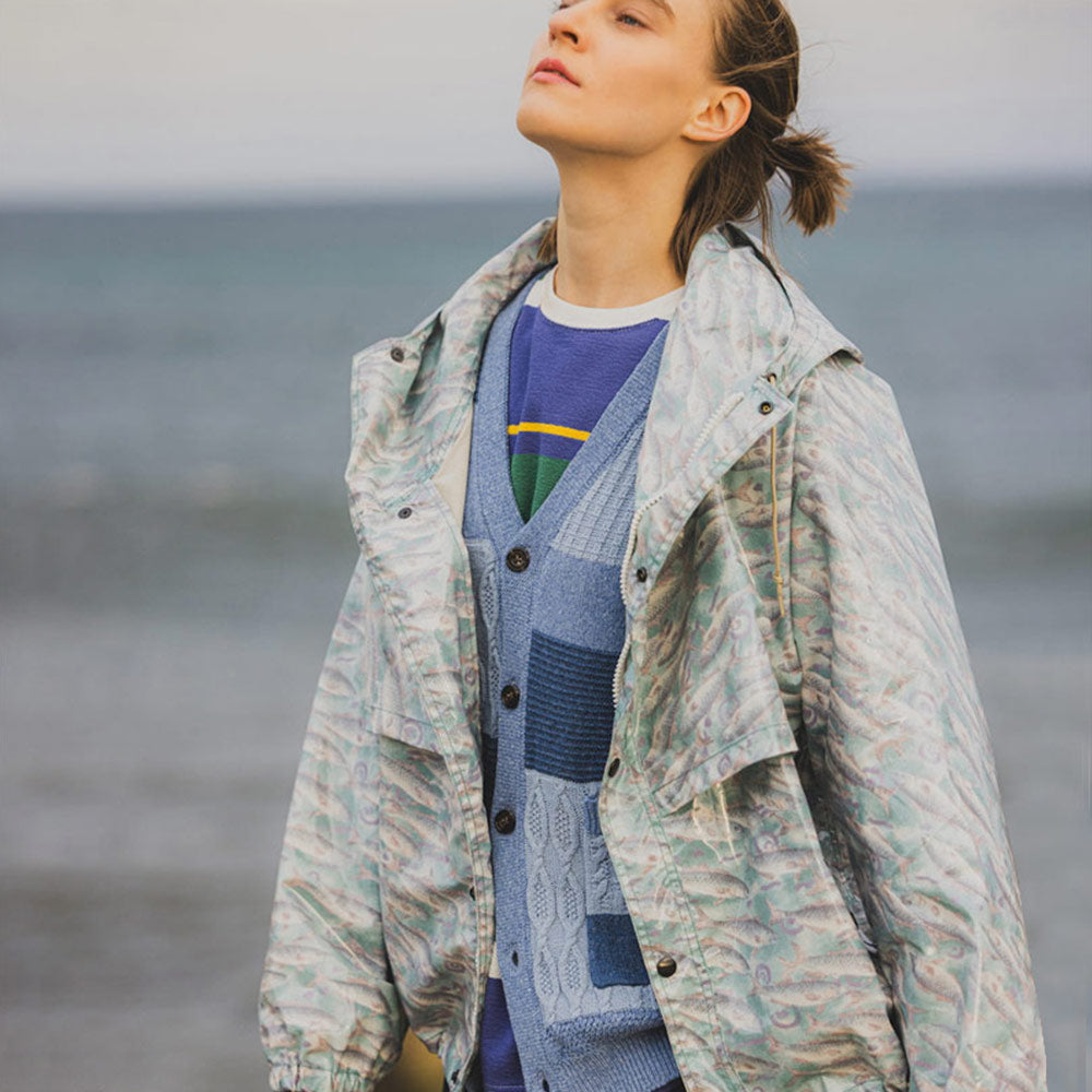BEAMS PLUS | Cruiser Jacket 70D Nylon Print Water Film Jacket Fish