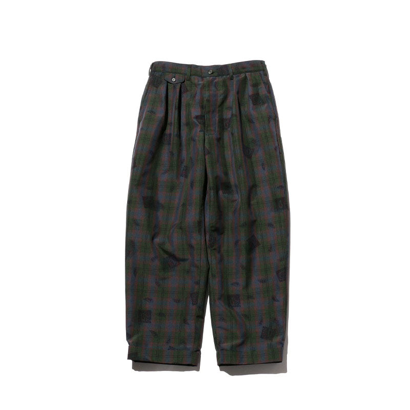 BEAMS PLUS | 2 Pleats Trousers TW Plaid On Print Navy