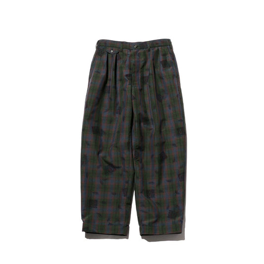 BEAMS PLUS | 2 Pleats Trousers TW Plaid On Print Navy